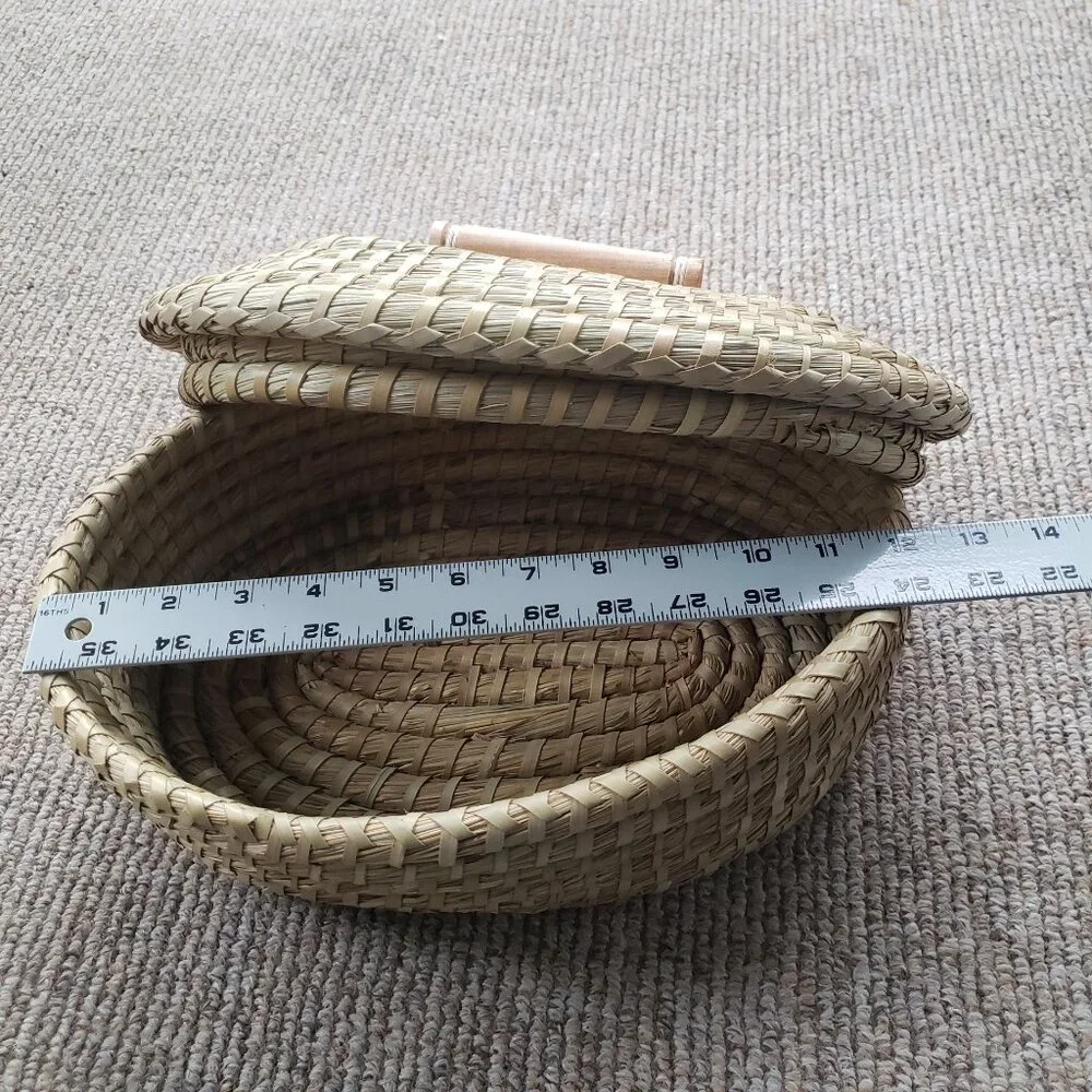 Sweetgrass Lidded Basket Oval Oblong 12